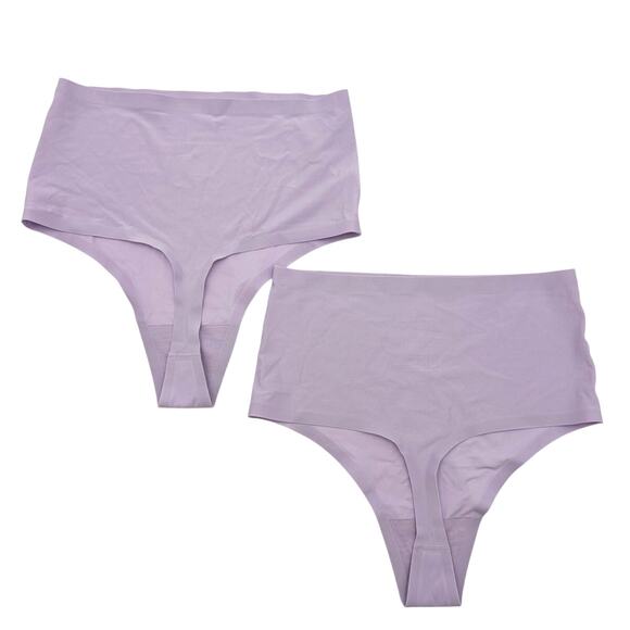 Chantelle Women's Soft Stretch High Waist Thong Panty Purple One Size Set Of 2 - Picture 2 of 6